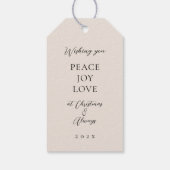 Elegant zwart beige ivoor kerst ornament cadeaulabel (Achterkant)