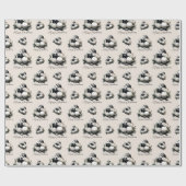 Elegant zwart beige ivoor kerst ornament cadeaupapier (Vlak)