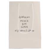 Elegant zwart beige ivoor kerst ornament medium cadeauzakje (Achterkant)