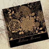 Elegant Zwart & Beige Wildflower Professional Vierkante Visitekaartje
