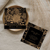 Elegant Zwart & Beige Wildflower Professional Vierkante Visitekaartje