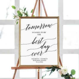 Elegant Zwart Beste Dag Ooit Rehearsal Diner Bord Poster