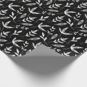 Elegant zwart blad botanisch inpakpapier (Hoek)