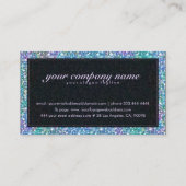 Elegant Zwart Blauw-Groen Glitter & Sparkles Visitekaartje (Achterkant)