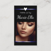 Elegant Zwart Blauw Hart Foto QR Code Sjabloon Visitekaartje (Voorkant)