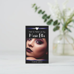 Elegant Zwart Blauw Lijnen Foto QR Code Sjabloon Visitekaartje