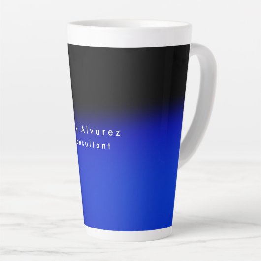 Elegant Zwart Blauw Minimalistisch Naam Titel Latte Mok (Rechterhoek)