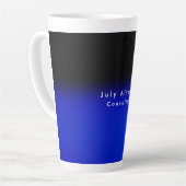 Elegant Zwart Blauw Minimalistisch Naam Titel Latte Mok (Linkerhoek)