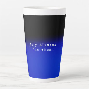 Elegant Zwart Blauw Minimalistisch Naam Titel Latte Mok