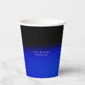 Elegant Zwart Blauw Minimalistisch Naam Titel Papieren Bekers (Voorkant)