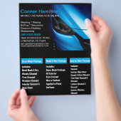 Elegant Zwart Blauw Mobiel Auto Wash Detail Flyer (Hand)