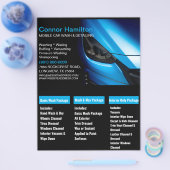 Elegant Zwart Blauw Mobiel Auto Wash Detail Flyer (Enkel)