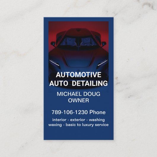 Elegant Zwart Blauw Mobiel Auto Wash Detail Visitekaartje (Voorkant)