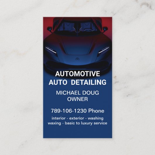 Elegant Zwart Blauw Mobiel Auto Wash Detail Visitekaartje (Voorkant)