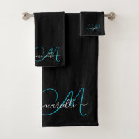 Elegant zwart blauw monogram scriptnaam