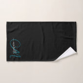 Elegant zwart blauw monogram scriptnaam bad handdoek (Handdoek)