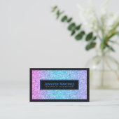 Elegant Zwart & Blauw Roze Glitter & Sparkles Visitekaartje (Staand voorkant)