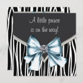 Elegant zwart blauw Zebra Baby shower Kaart (Voorkant / Achterkant)