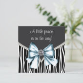 Elegant zwart blauw Zebra Baby shower Kaart (Staand voorkant)