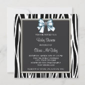 Elegant zwart blauw Zebra Baby shower Kaart (Achterkant)