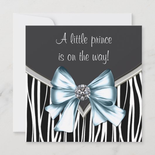 Elegant zwart blauw Zebra Baby shower Kaart (Voorkant)