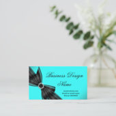 Elegant zwart Blauwgroen blauw Diamond Bow Design Visitekaartje (Staand voorkant)