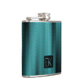 Elegant zwart & Blauwgroen gepersonaliseerd monogr Heupfles (Rechts)