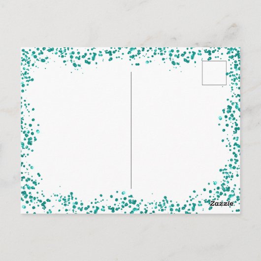 Elegant Zwart Blauwgroen Groen Glitter Balloon Ver Briefkaart (Achterkant)