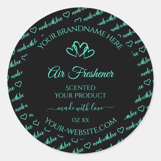 Elegant zwart Blauwgroen Word Cloud Productlabel H Ronde Sticker (Voorkant)