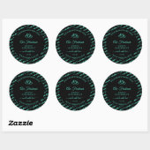 Elegant zwart Blauwgroen Word Cloud Productlabel H Ronde Sticker (Vel)