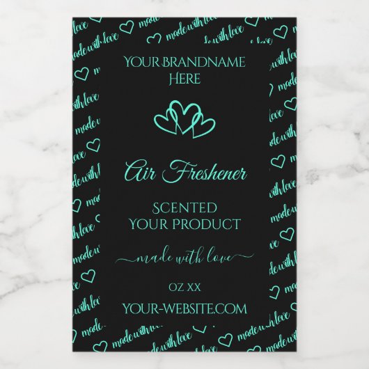 Elegant zwart Blauwgroen Word Cloud Productlabel H Voedselcontainer Etiket (Enkel label)