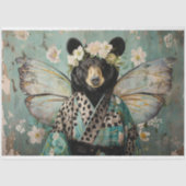 Elegant Zwart Bloemen Beer Decoupage Tissuepapier (Voorkant)