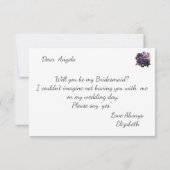 Elegant Zwart Bloemen Bruidsmeisje Kaart (Achterkant)