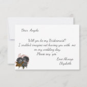 Elegant Zwart Bloemen Bruidsmeisje Kaart (Achterkant)