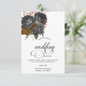 Elegant Zwart Bloemen repetitie diner Kaart (Staand voorkant)