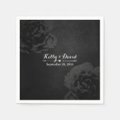 Elegant  zwart bloemenbruiloft servetten (Voorkant)