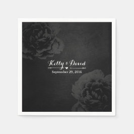Elegant  zwart bloemenbruiloft servetten