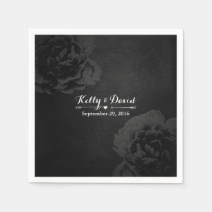 Elegant  zwart bloemenbruiloft servetten