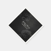 Elegant  zwart bloemenbruiloft servetten (Hoek)