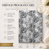 Elegant zwart bloemend huwelijksprogramma drieluik programma