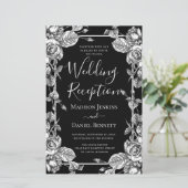 Elegant zwart bloemendesign bruiloftsreceptie (Staand voorkant)