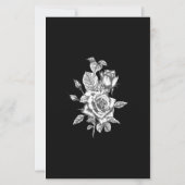 Elegant zwart bloemendesign bruiloftsreceptie (Achterkant)