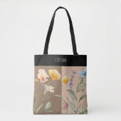 Elegant Zwart Bloemendesign lente beige bruin Tren Tote Bag (Voorkant)