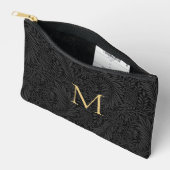Elegant zwart bloemengoud monogram etui (Open)