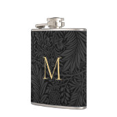 Elegant zwart bloemengoud monogram heupfles (Links)