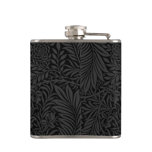 Elegant  zwart bloemengoud monogram heupfles (Achterkant)