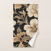 Elegant  zwart bloemenpatroon bad handdoek (Handdoek)