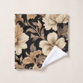 Elegant  zwart bloemenpatroon bad handdoek (Wasdoekje)