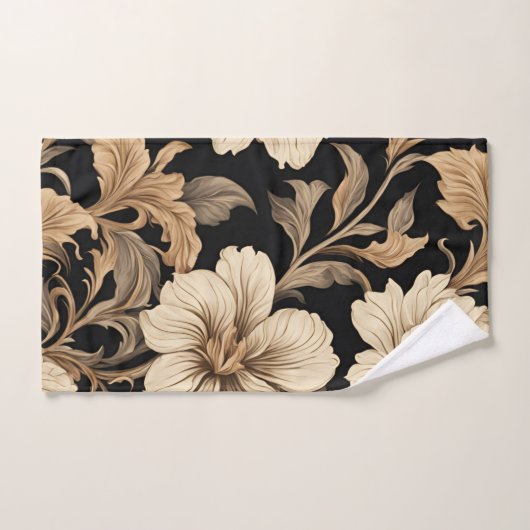Elegant  zwart bloemenpatroon bad handdoek (Handdoek)