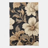 Elegant zwart bloemenpatroon theedoek (Verticaal)